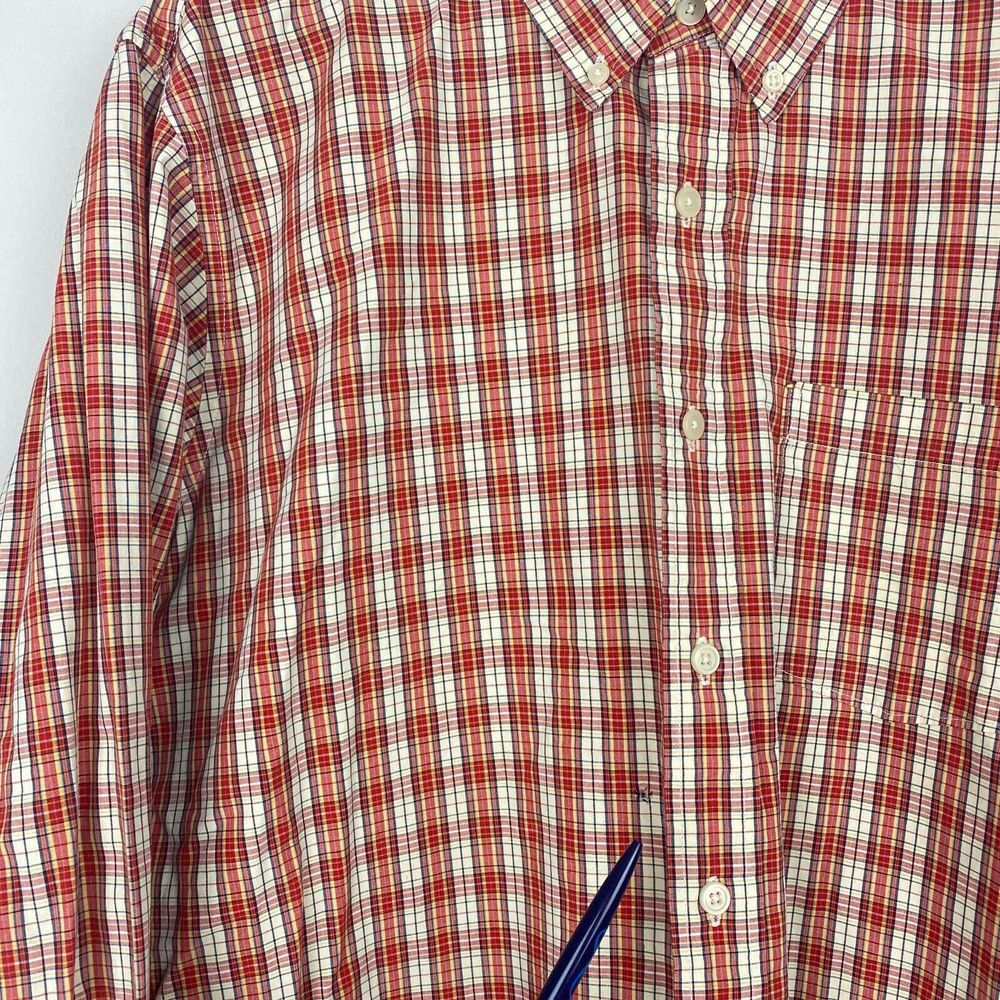 Abercrombie & Fitch Men's Large Muscle Fit Plaid Button Down Shirt Orange *Flaw - Picture 3 of 7